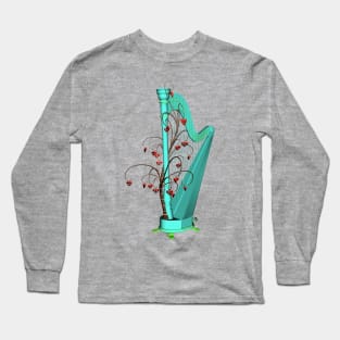 Wonderful harp  in a mushroom forest with tree with hearts Long Sleeve T-Shirt